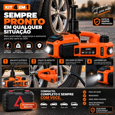 Lanterna LED integrada do kit iluminando em ambiente escuro